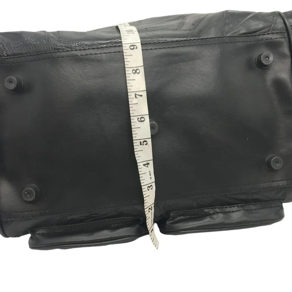 Black Leather Duffle Bag Compartments Plastic Lined Gym Travel